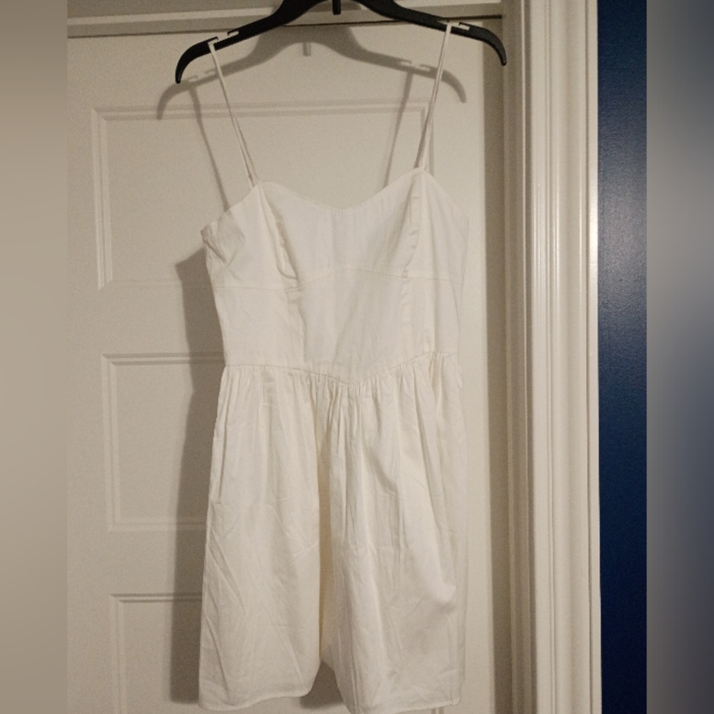 French Connection White Mini Dress with Spaghetti Straps Size 6 New - Picture 3 of 6